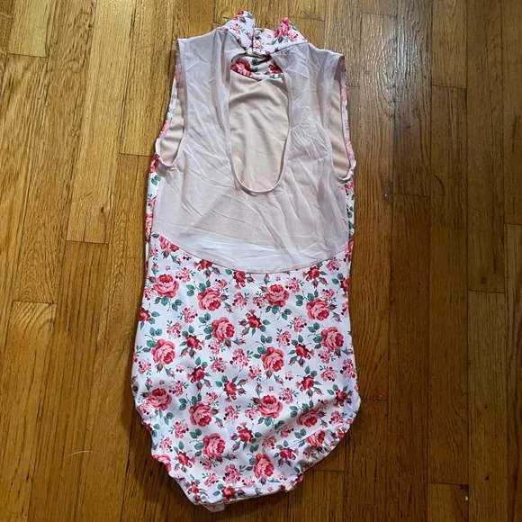 Eleve Dancewear White and Pink Floral leotard - Picture 2 of 3